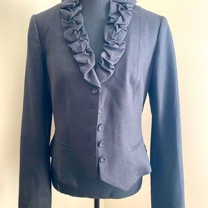 Rebecca Taylor ruffled neck jacket in black